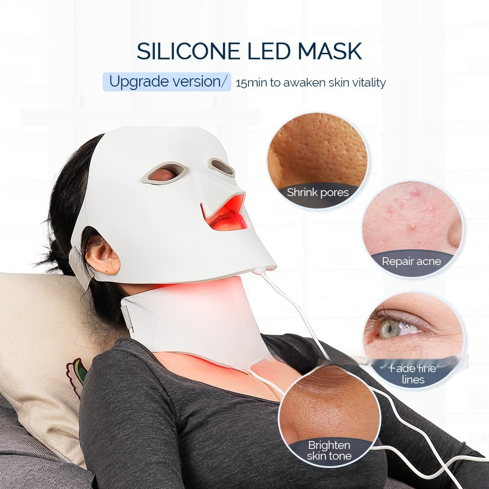 Mască LED Facială 7 Culori | Terapie Acnee & Anti-Aging